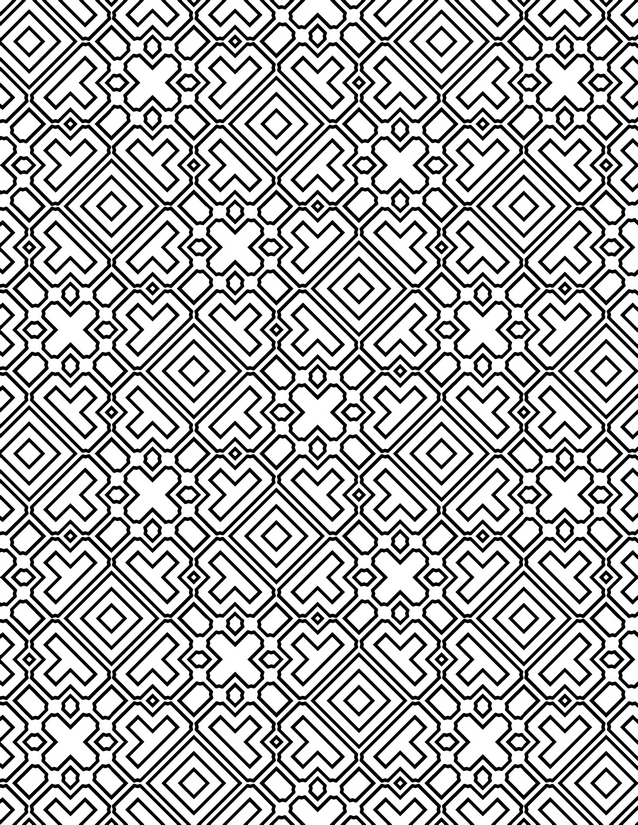 Interlocking Cross Tile Coloring Page, Dense Repeating Grid