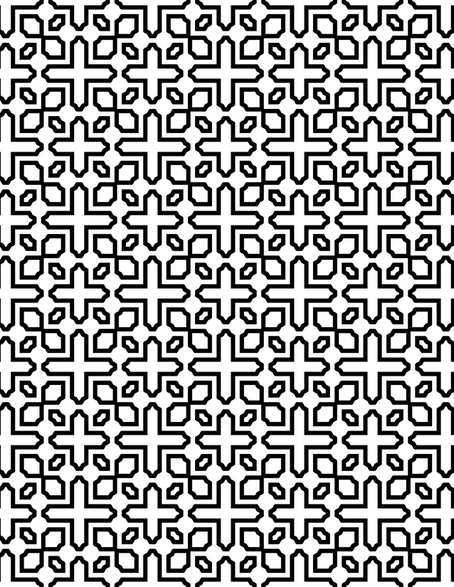 Interlocking Geometric Knot Coloring Page, Dense Repeating Grid