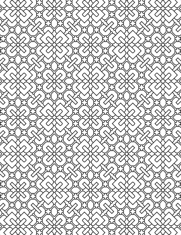 Interlocking Knot Grid Coloring Page, Woven S-Links Throughout