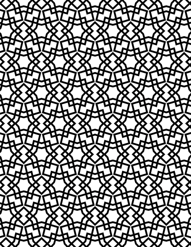Interlocking Trellis Pattern Coloring Page, Notched X Crosses
