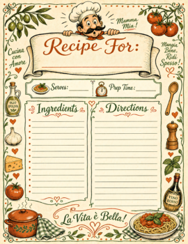 Italian Recipe Vintage Cream Terracotta Forest Green