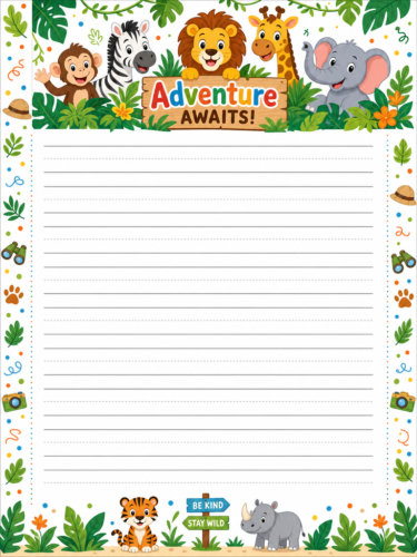 Jungle Wild Animals Cute Stationery