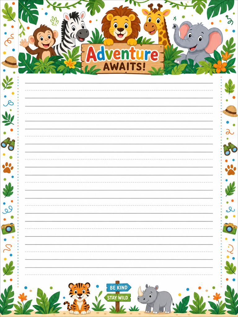 Jungle Wild Animals Cute Stationery