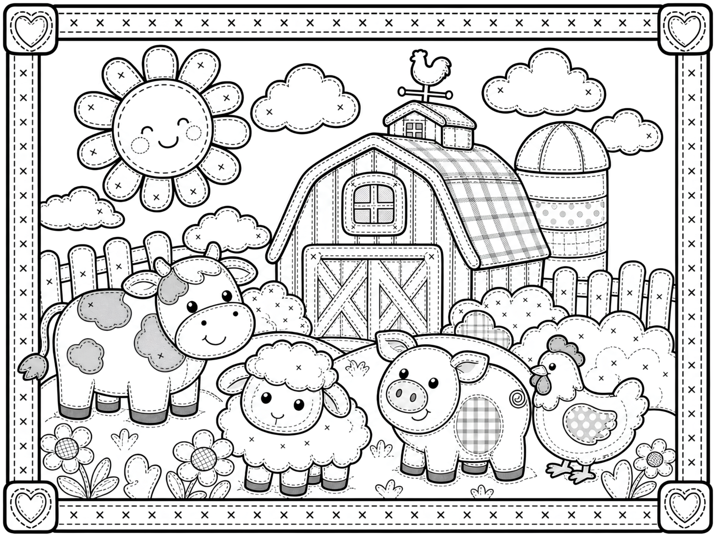 Kawaii Barnyard Animals Scene