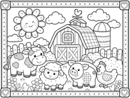 Kawaii Barnyard Animals Scene
