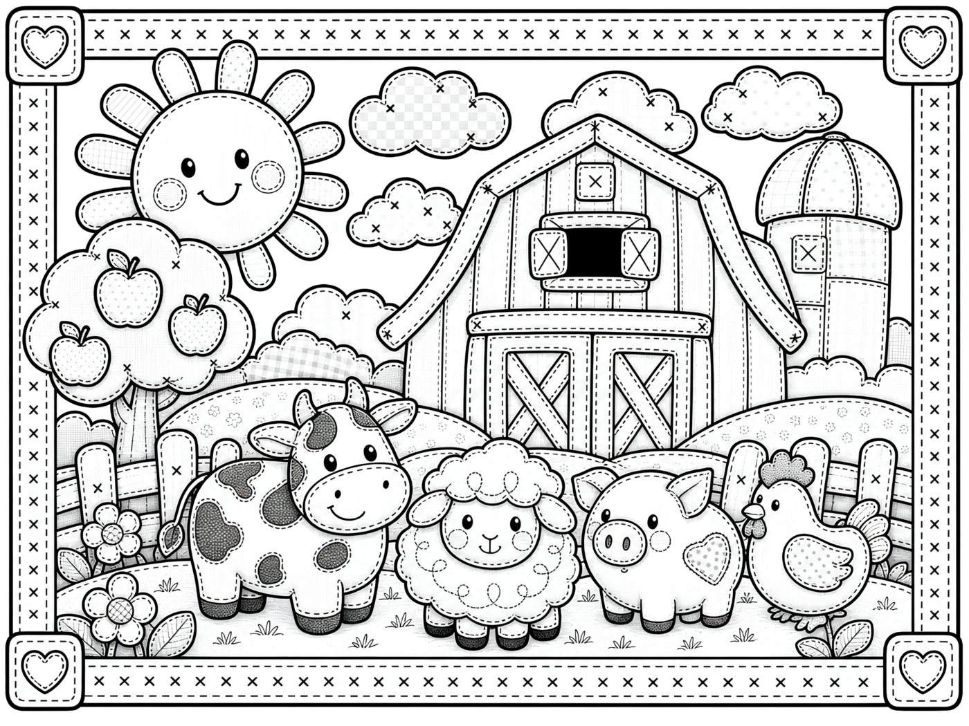 Kawaii Farm Animals Scene