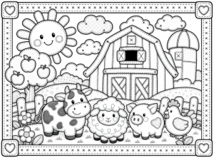 Kawaii Farm Animals Scene
