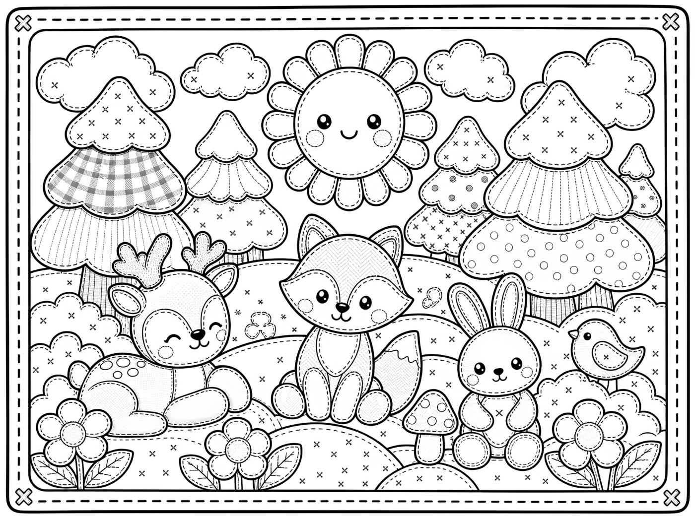 Kawaii Woodland Animals Scene