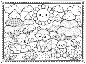 Kawaii Woodland Animals Scene