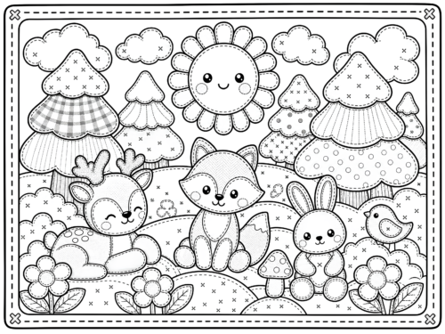 Kawaii Woodland Animals Scene
