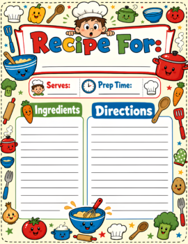 Kids Recipe Page Red Blue Green