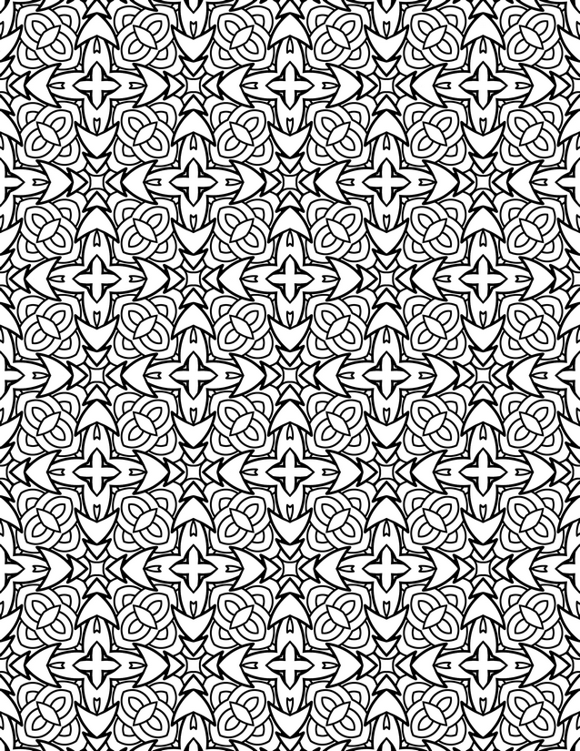 Knotted Cross and Bloom Grid Coloring Page