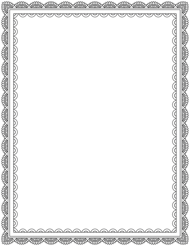 Lace Scallop Fan Border Page, Layered Floral Edge Detail