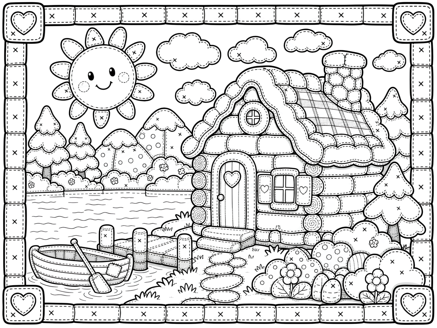 Lakeside Cottage Scene