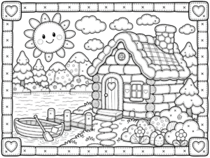 Lakeside Cottage Scene