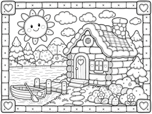 Lakeside Cottage Scene