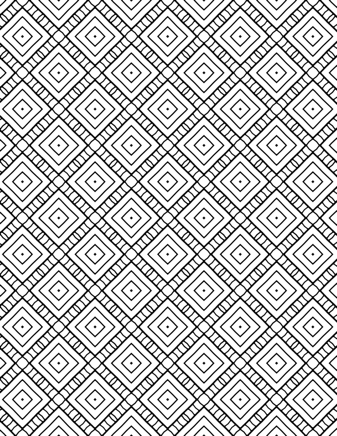 Nested Diamond Tile Coloring Page, Rope Border Detail