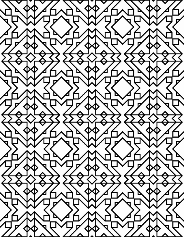 Nested Square and Arrow Tile Coloring Page