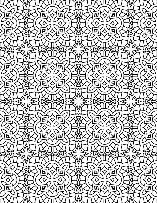 Nested Square and Cross Bloom Coloring Page