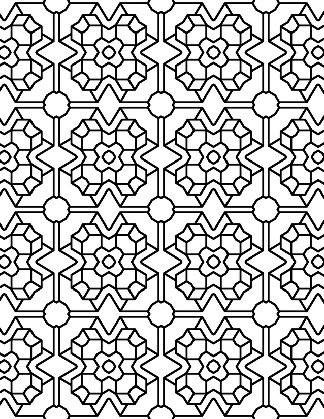Octagon and Star Flower Grid Coloring Page
