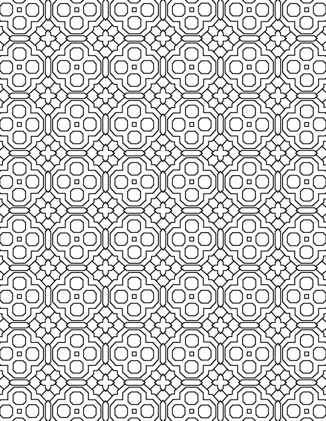 Octagon Clover Grid Coloring Page, Layered Rings and Center Dots