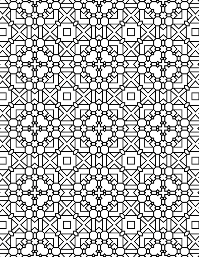 Octagon Cross Clover Grid Coloring Page