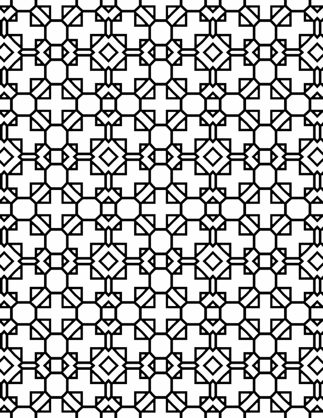 Octagon Diamond Tile Coloring Page, Cross and Nested Diamond Centers