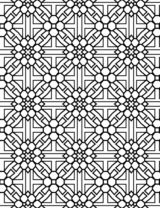 Octagon Knot Cross Grid Coloring Page, Interlocking Bands