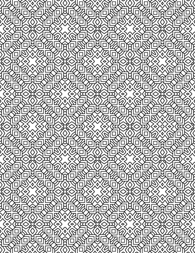 Octagon Square Cross Coloring Page, Dense Repeating Tile