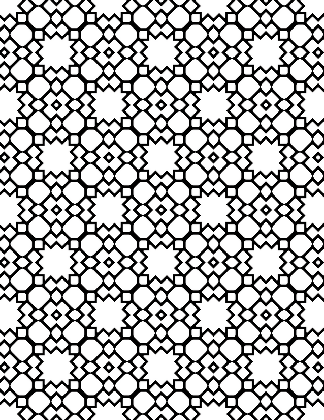 Octagon Star Floral Grid Coloring Page