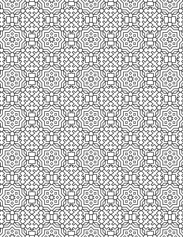 Octagon Star Medallion Coloring Page, Eight-Point Stars and Layered Rings