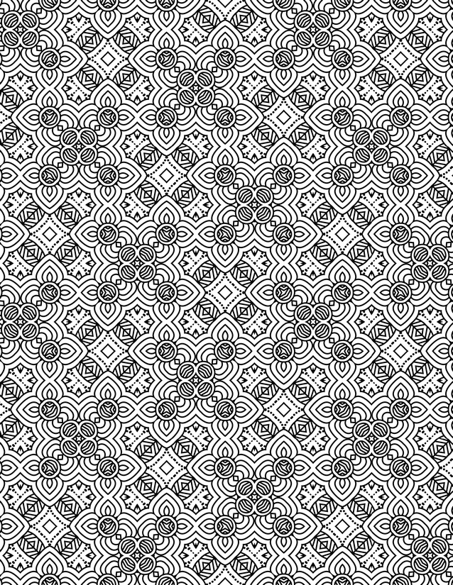 Ornate Circle and Diamond Tile Coloring Page