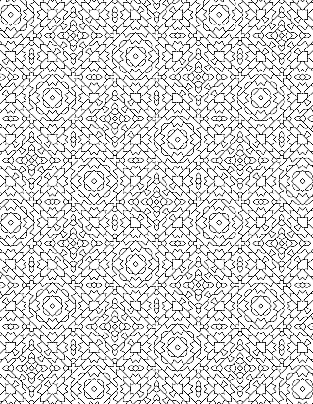 Ornate Tile Grid Coloring Page, Layered Medallions Throughout
