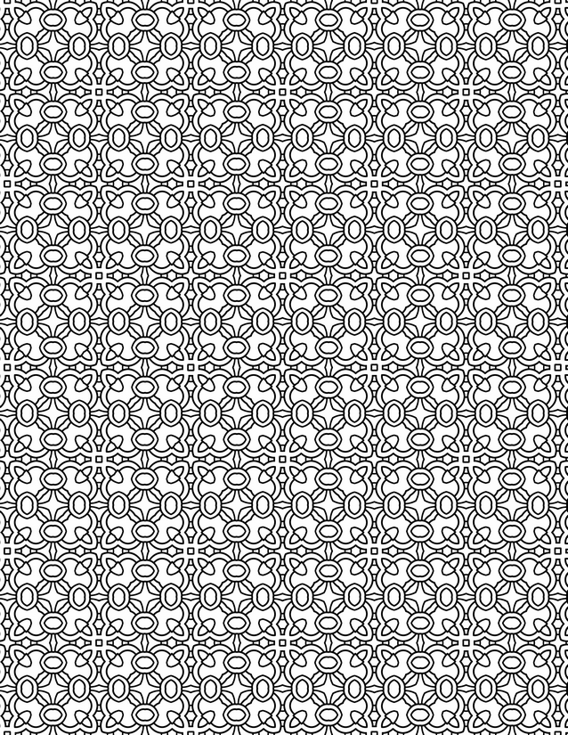 Oval Ring Floral Grid Coloring Page, Interlocking Petals and Ovals