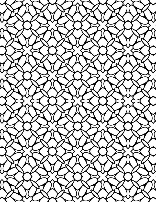 Petal and Oval Cross Tile Coloring Page