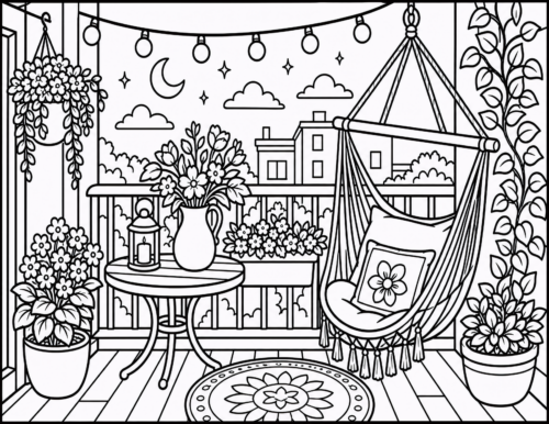 Porch Flowers Hanging Chair