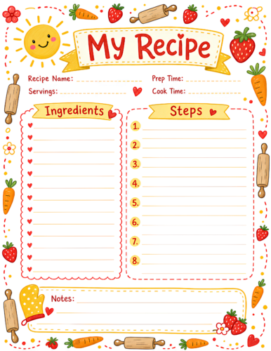 Recipe Journal Page Red Yellow Cream