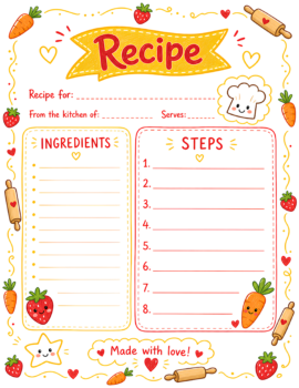 Recipe Template Doodle Golden Yellow Red White
