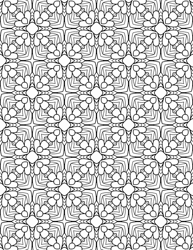 Rounded Bloom and Square Frame Coloring Page