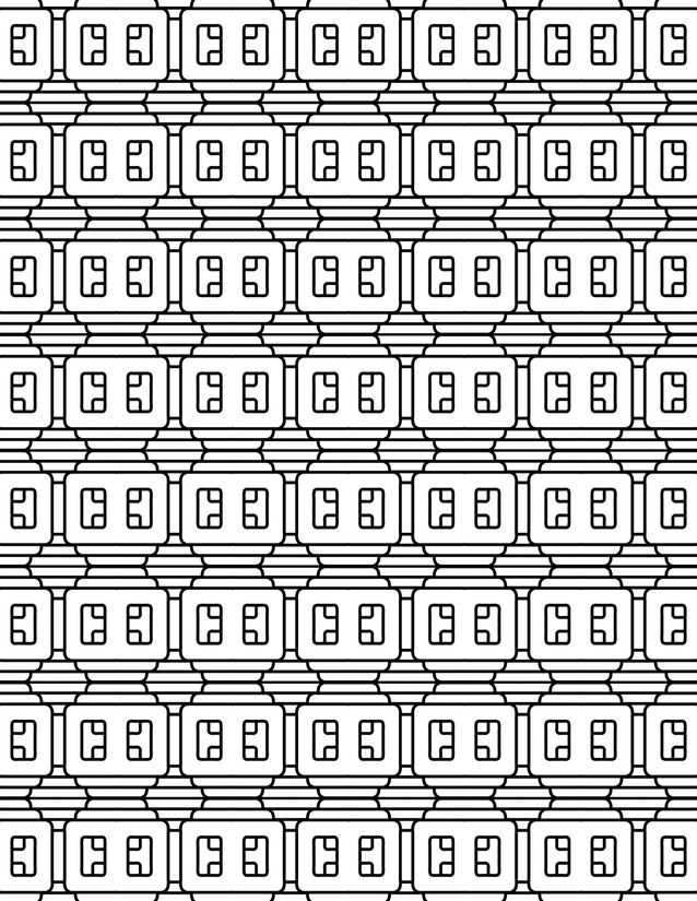 Rounded Rectangle Grid Coloring Page, Nested Frames and Horizontal Bands