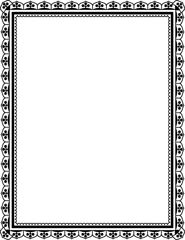 Scallop Fleur Border Page Template, Layered Black Frame