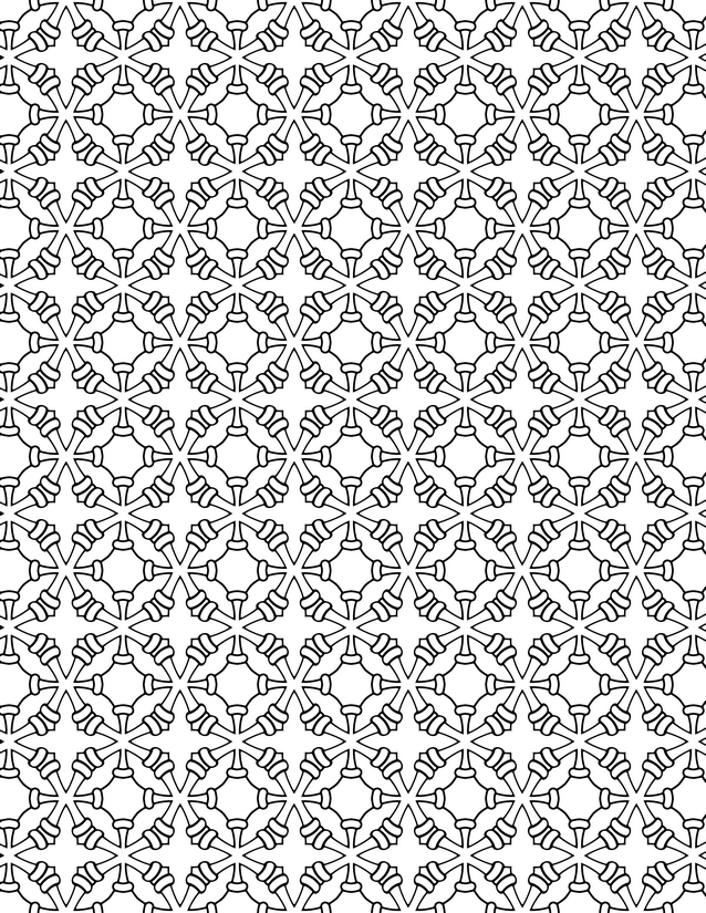 Six Point Star Floral Grid Coloring Page