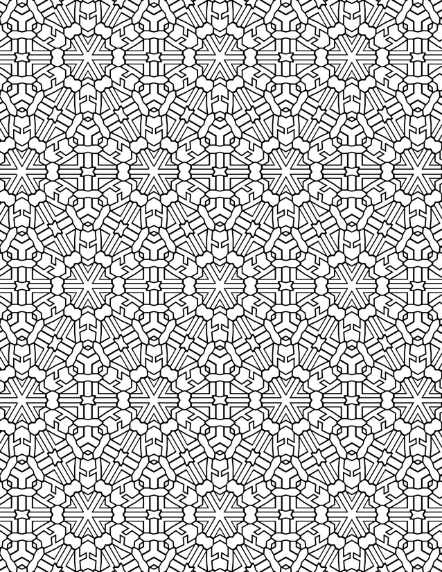 Six Point Star Tile Coloring Page, Dense Interlocking Grid