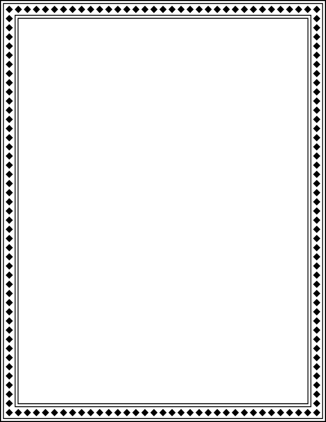 Small Diamond Border Page, Solid Black Rotated Squares