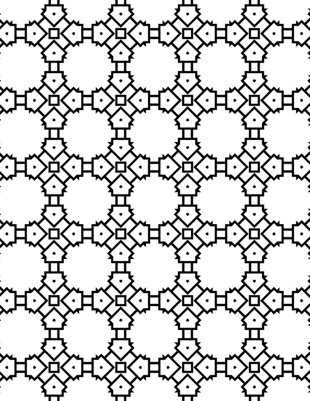 Spiked Circle Grid Coloring Page, Notched Rings and Tiny Center Dots