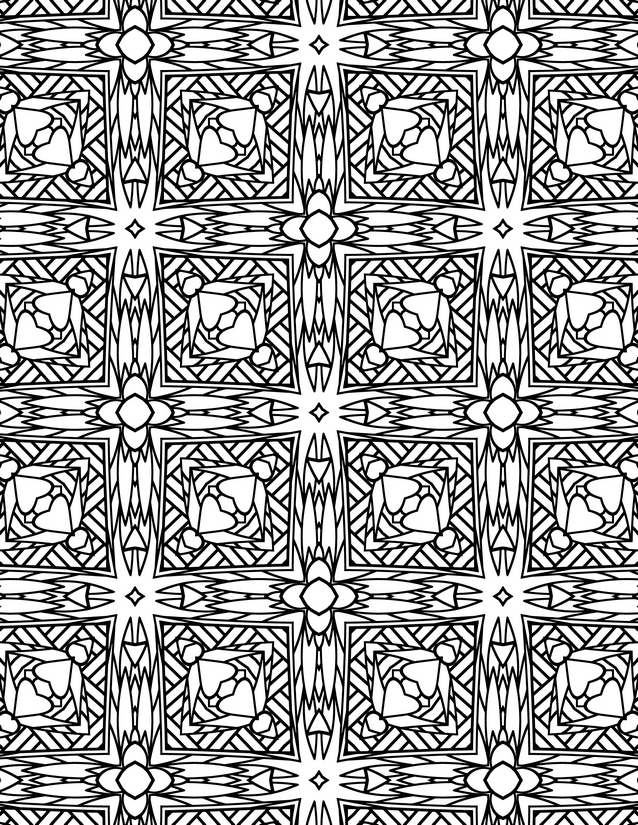 Spiked Frame and Crystal Tile Coloring Page