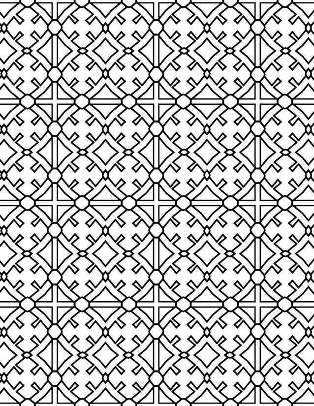 Square Diamond Lattice Coloring Page, Notched Corner Details