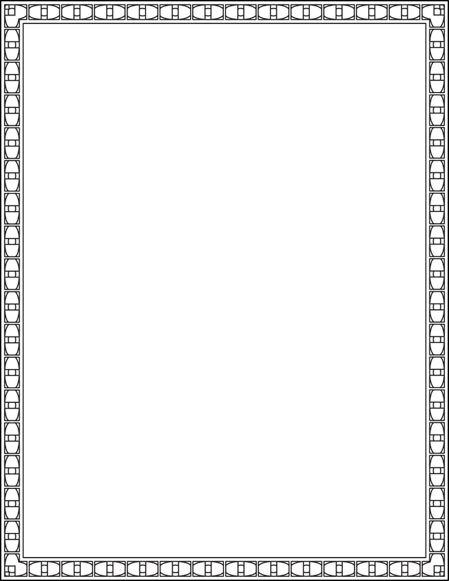 Square Oval Tile Border Page, Repeating Geometric Units