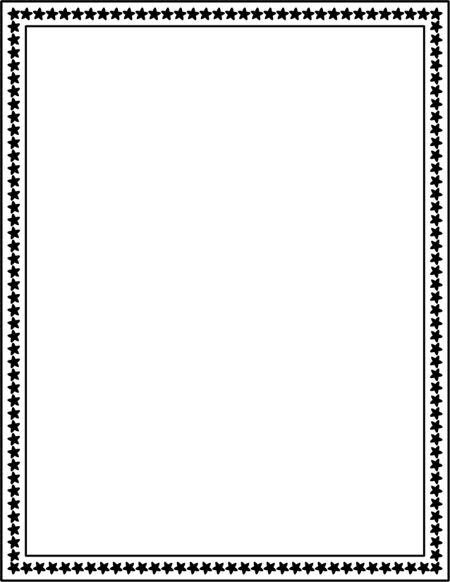Star Pattern Border Page, Solid Black Stars on Double Frame