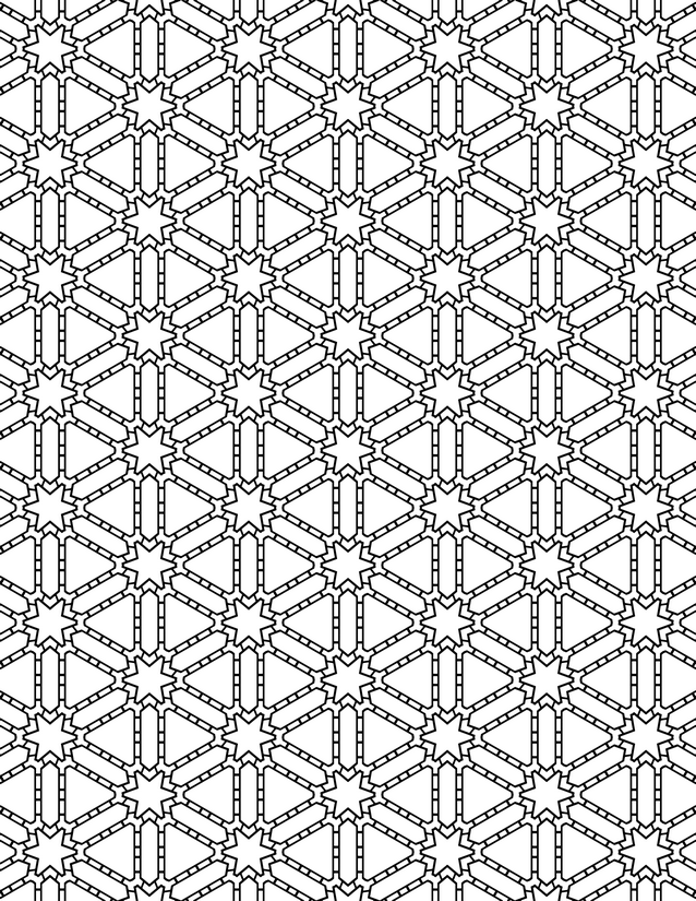 Star Triangle Lattice Coloring Page, Dashed Edge Details